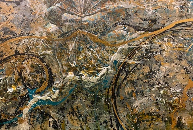 Golden Butterfly — detail — sculpted canvas relief, 24kt gold, acrylic, resin by Polen Cerci