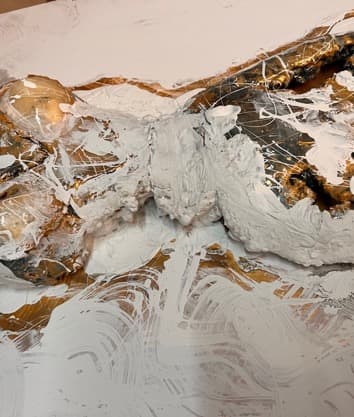 Heavenly Dreams — sculpted canvas relief, 24kt gold, acrylic, resin by Polen Cerci