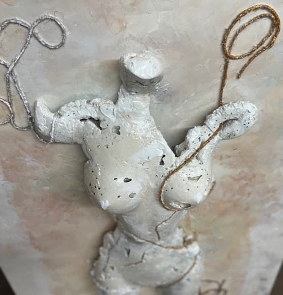 Soul — detail — sculpted canvas relief, 24kt gold, acrylic, resin by Polen Cerci
