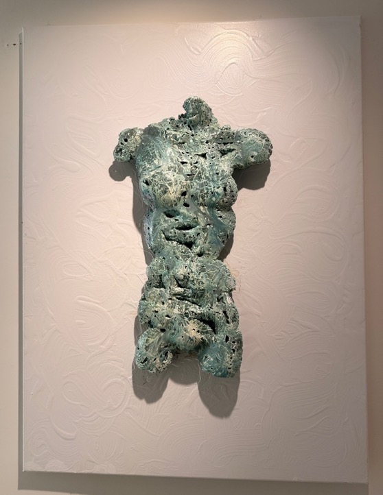Sailor — sculpted canvas relief, 24kt gold, acrylic, resin, 48" × 36", by Polen Cerci