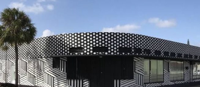 Polen Cerci’s atelier — the black-and-white patterned ArtHood 56 building in Miami