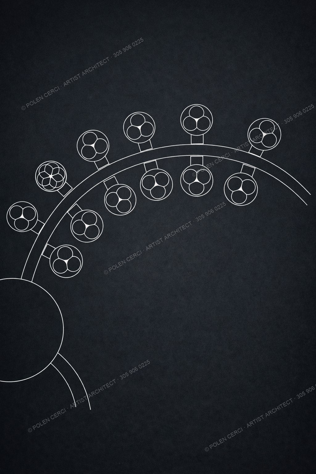 AutoCAD plan showing the radial geometry of the structure