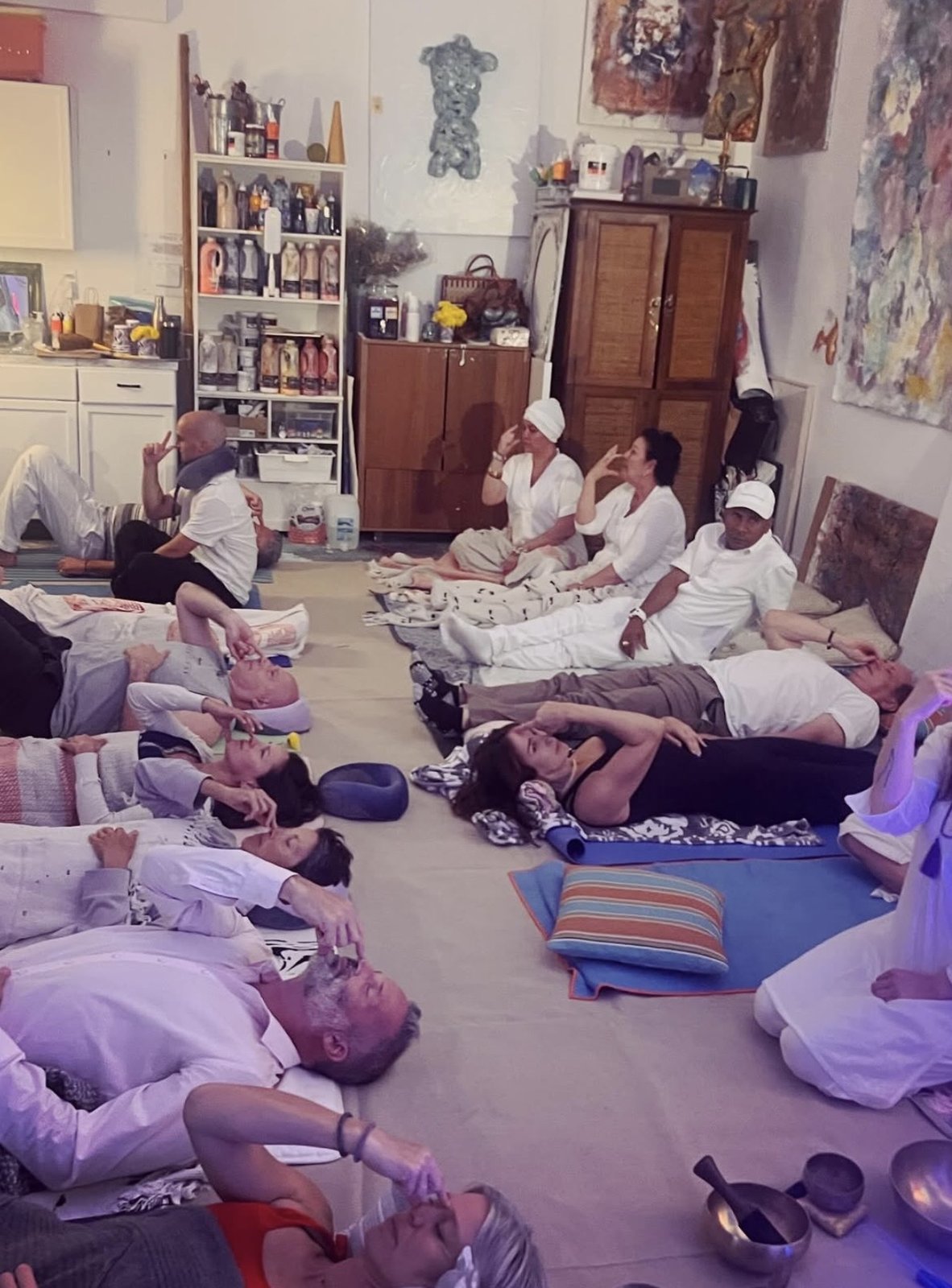 The whole room, laid down and listening